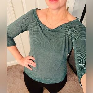 Modcloth Teal Striped Long Sleeve Top